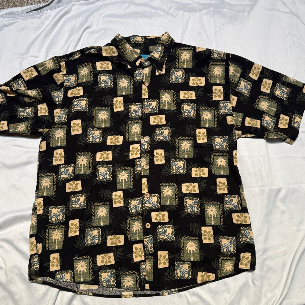Paradise Blue Men’s XXL 70% Silk Hawaiian Shirt
